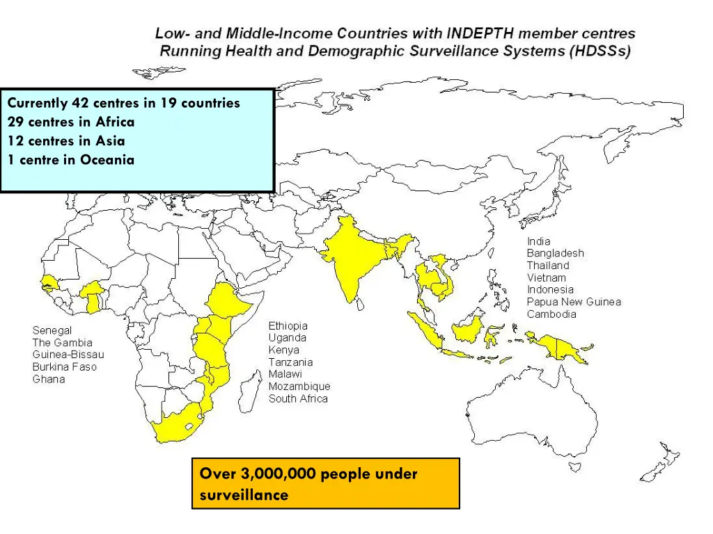 currently 42 centres in 19 countries 29 centres