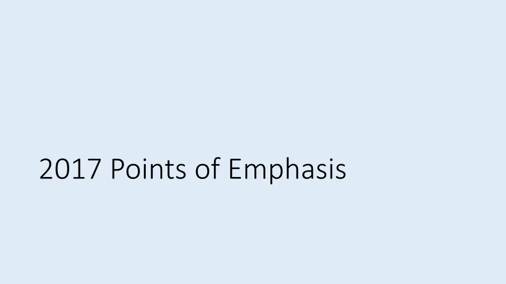 2017 points of emphasis