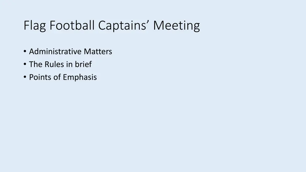 flag football captains meeting