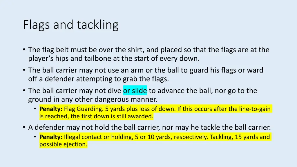 flags and tackling