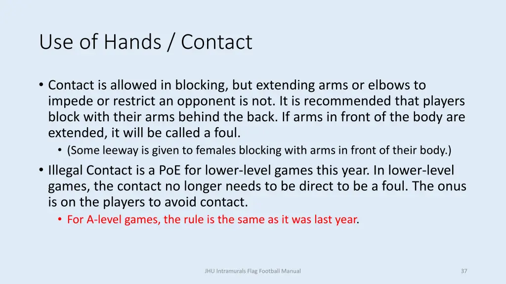use of hands contact
