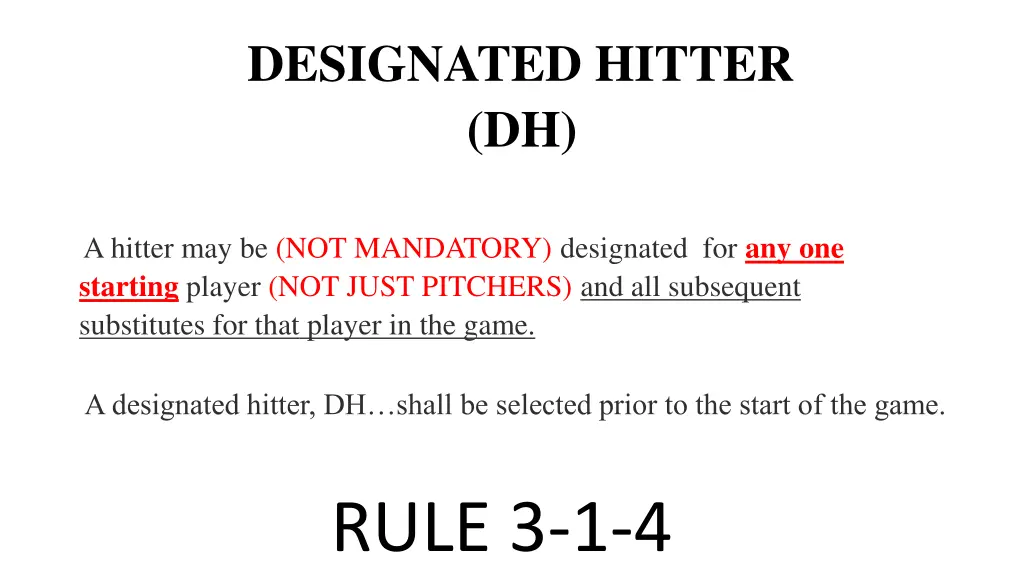 designated hitter dh