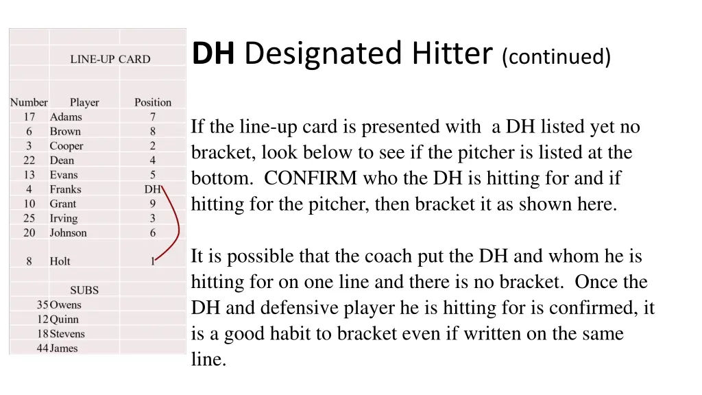 dh designated hitter continued