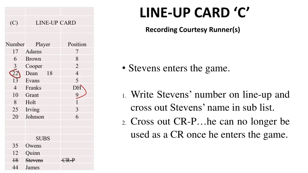 line up card c recording courtesy runner s 1