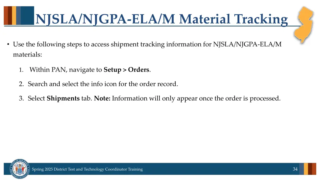 njsla njgpa ela m material tracking