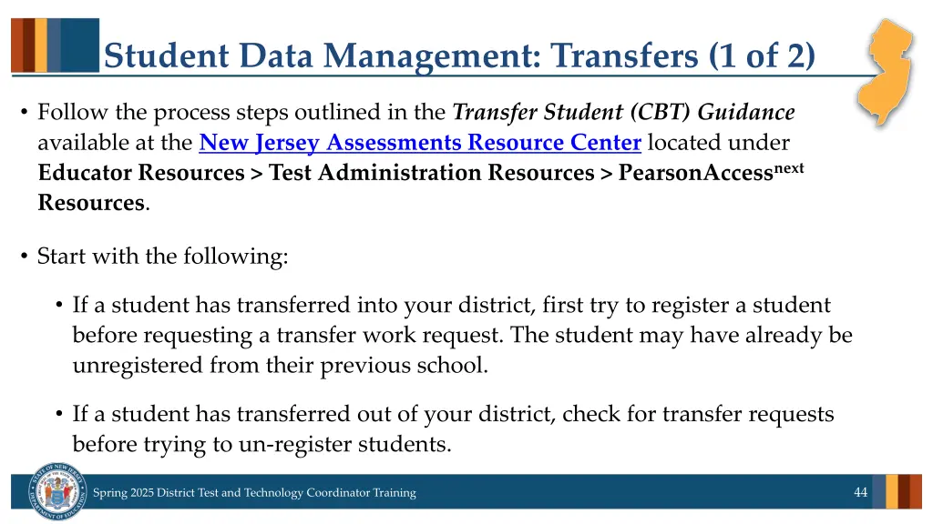 student data management transfers 1 of 2