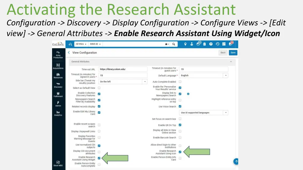 activating the research assistant configuration