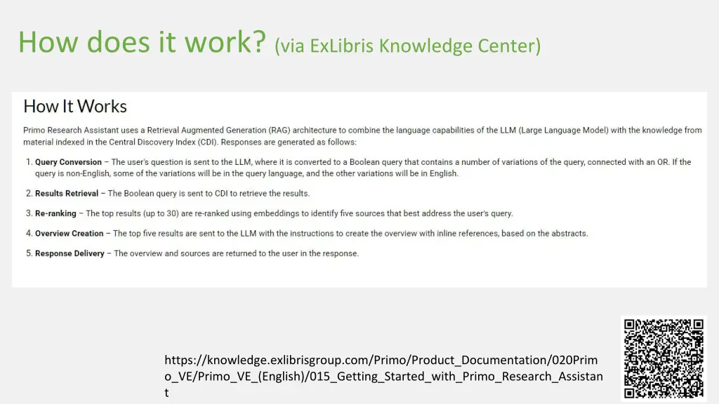 how does it work via exlibris knowledge center
