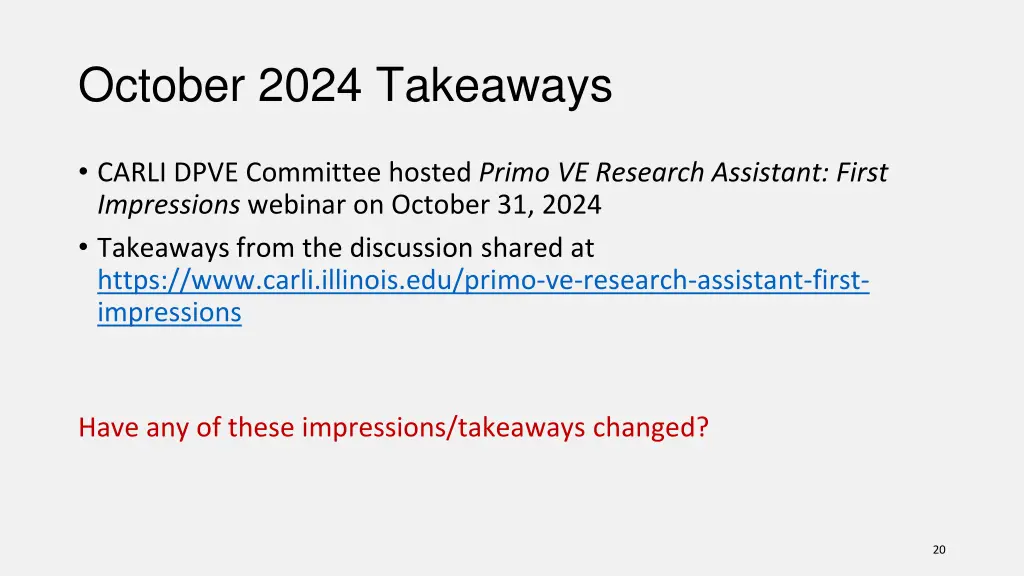 october 2024 takeaways