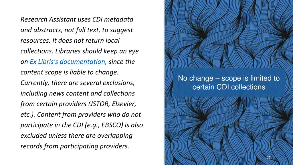 research assistant uses cdi metadata