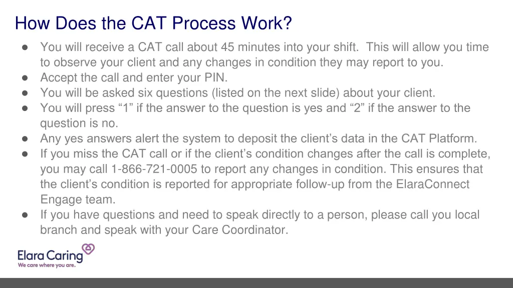 how does the cat process work you will receive