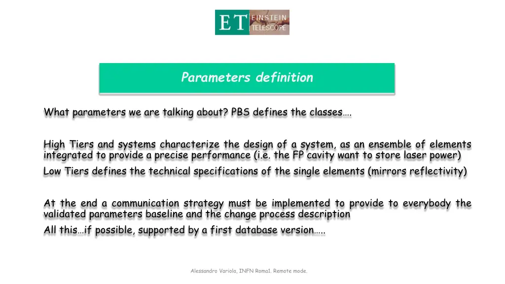 parameters definition