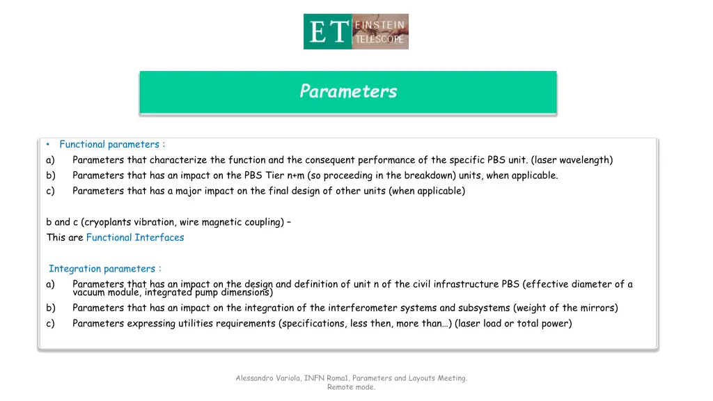 parameters
