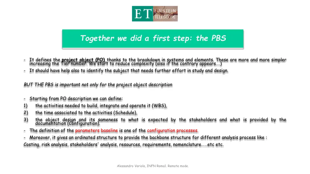 together we did a first step the pbs