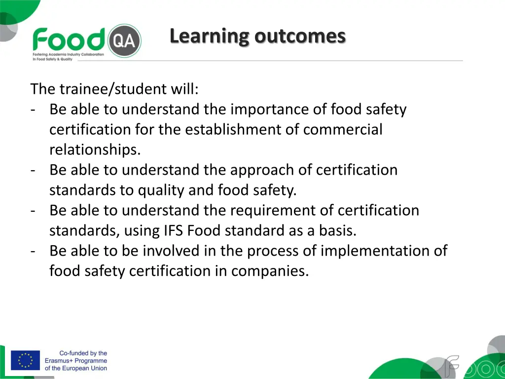 learning outcomes