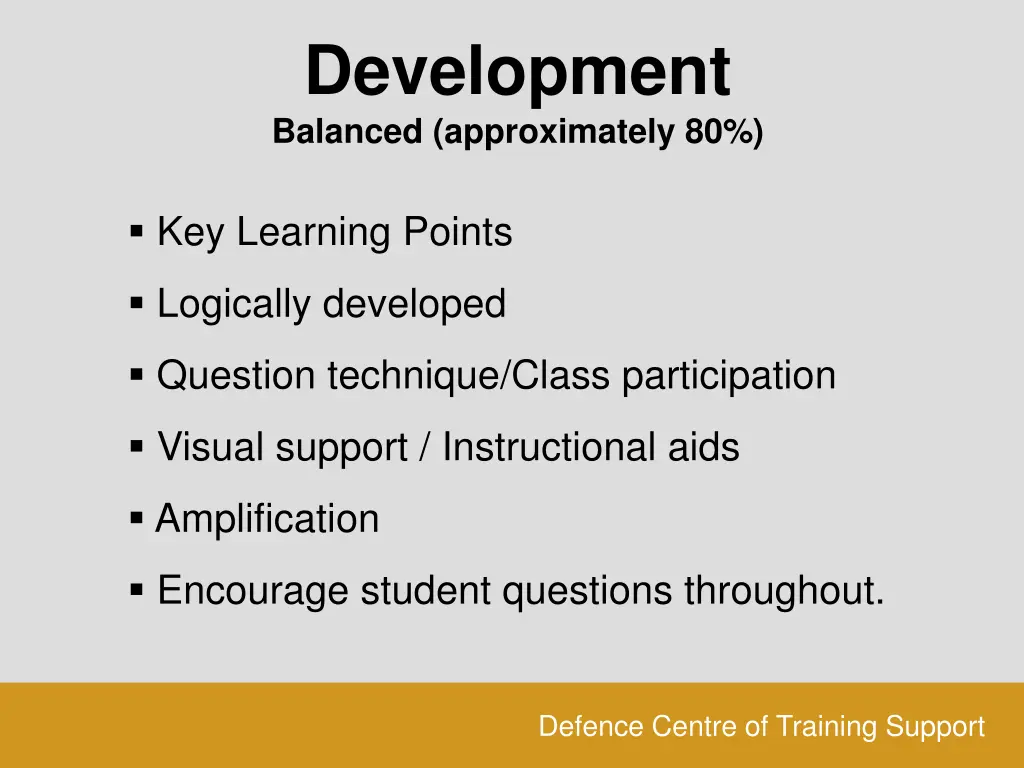 development balanced approximately 80