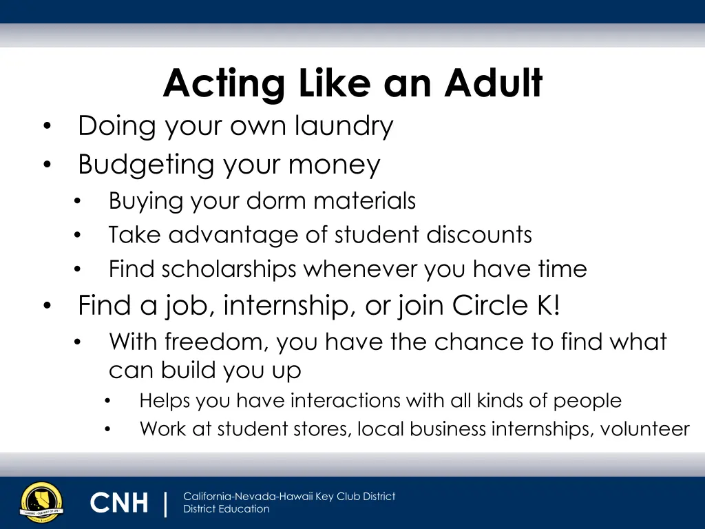 acting like an adult