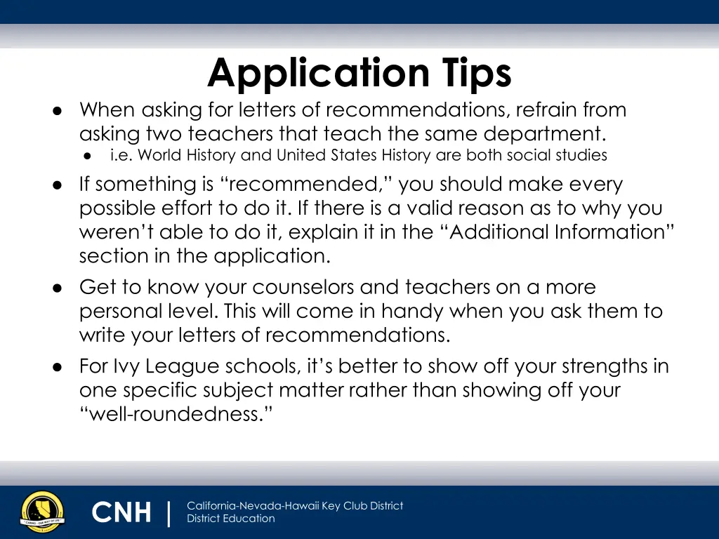 application tips