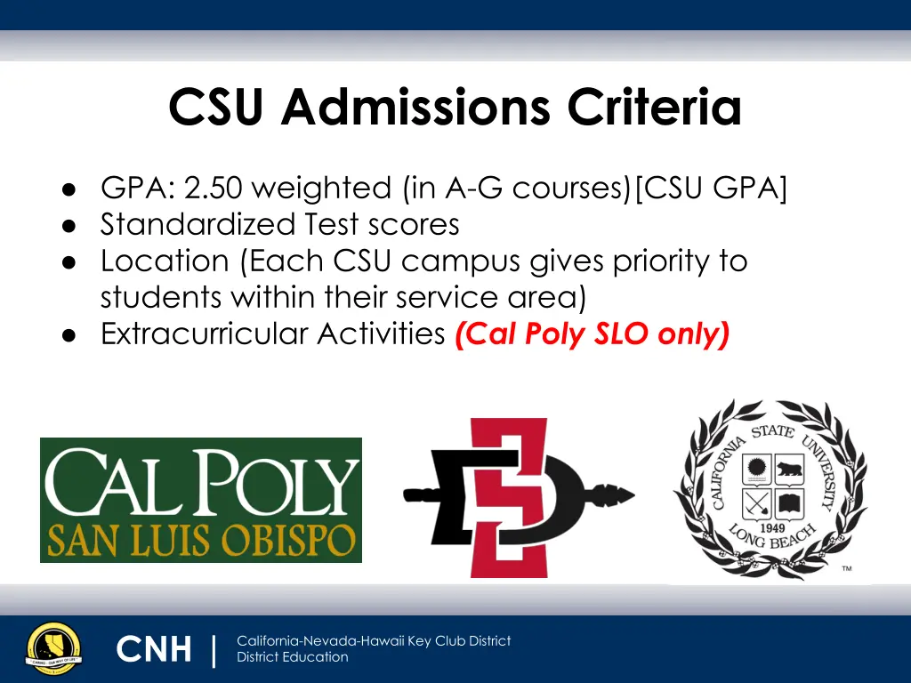 csu admissions criteria