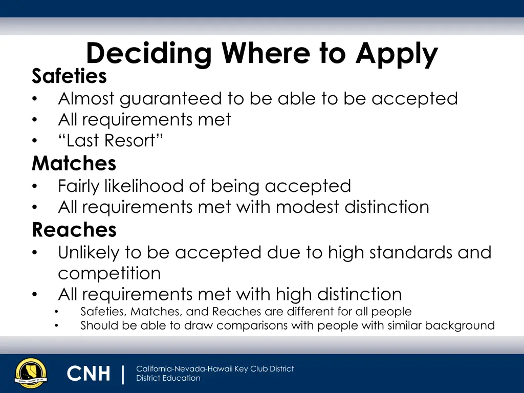 deciding where to apply