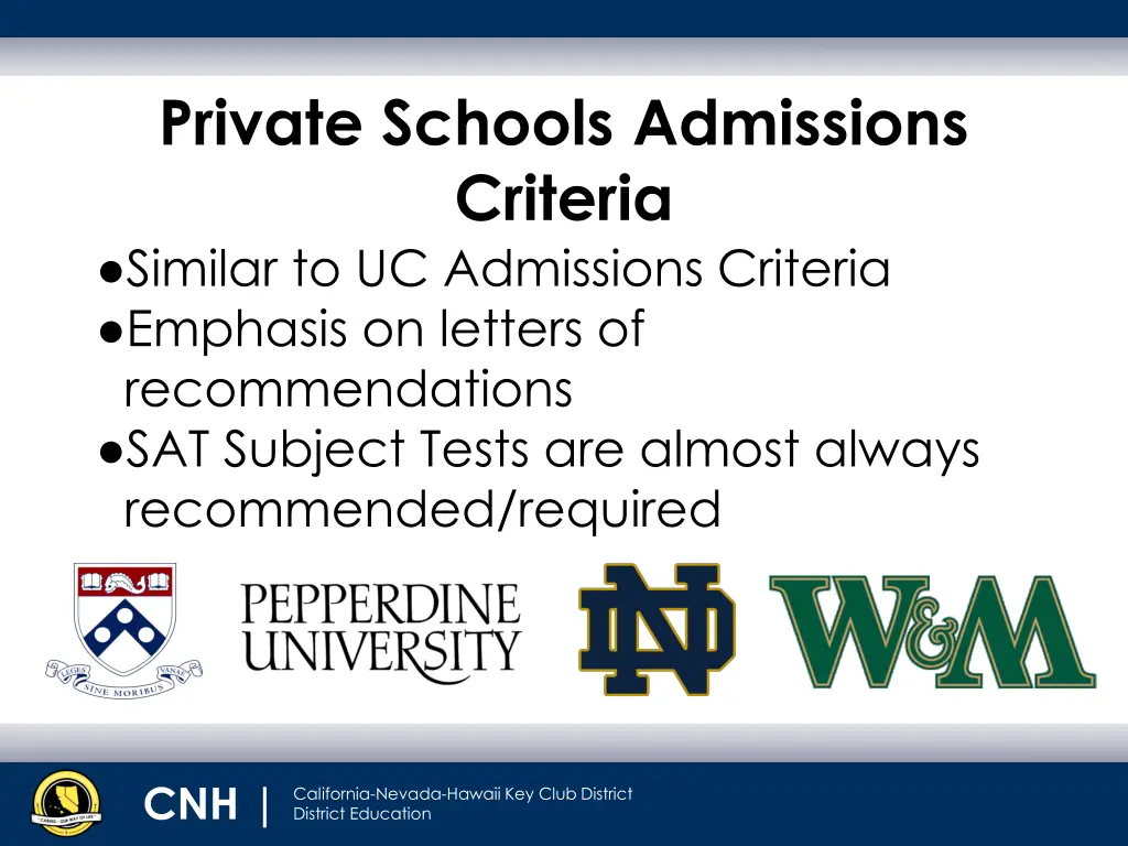 private schools admissions criteria