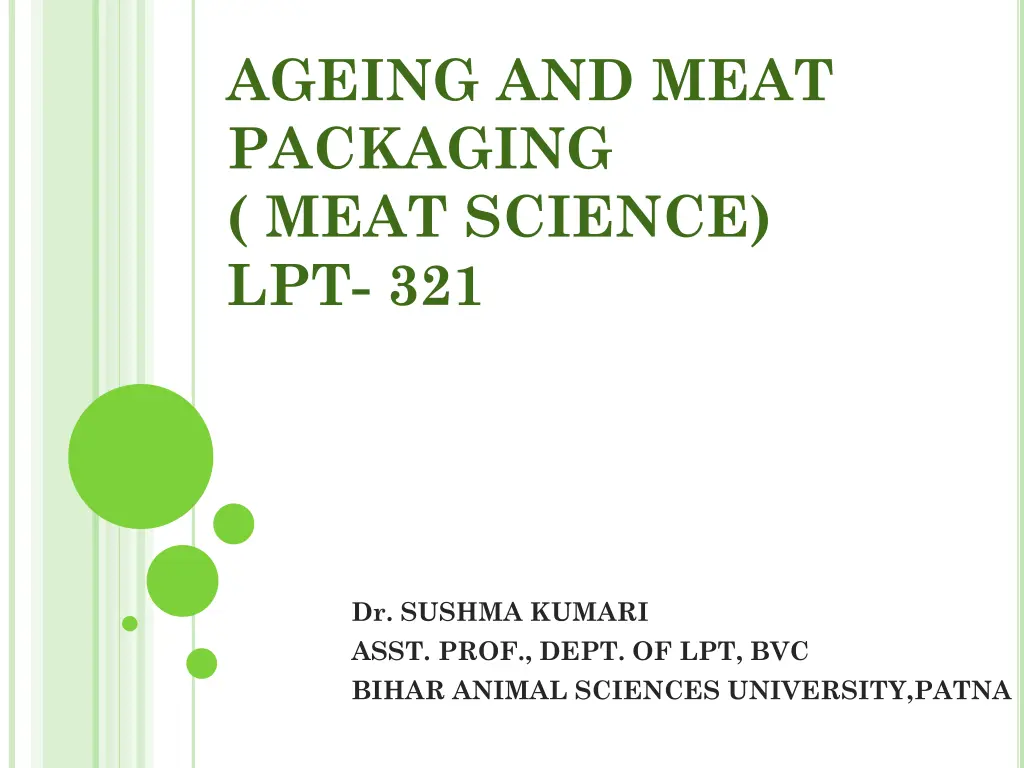 ageing and meat packaging meat science lpt 321