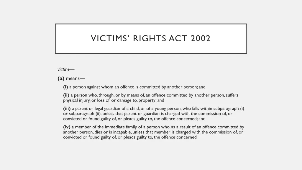 victims rights act 2002