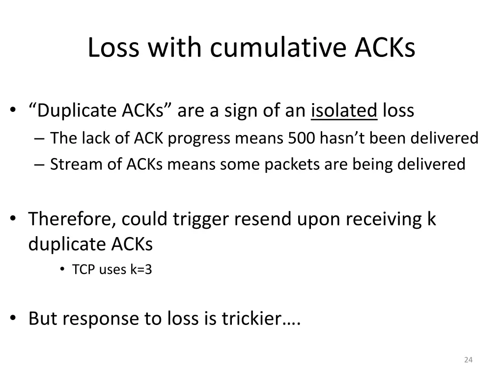 loss with cumulative acks 1