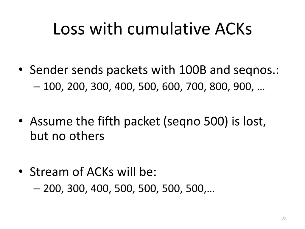 loss with cumulative acks