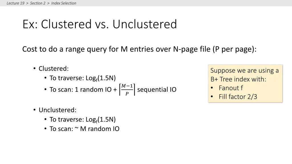 lecture 19 section 2 index selection lecture 5