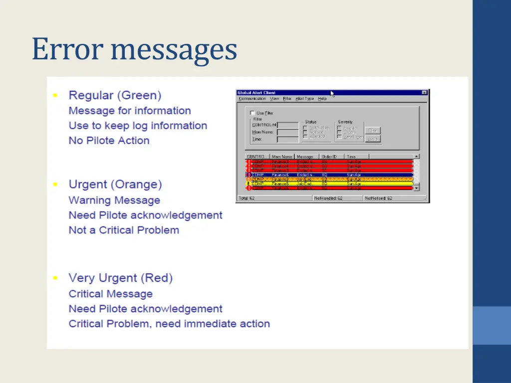 error messages