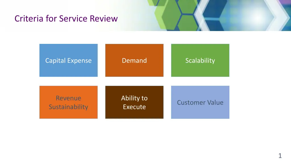 criteria for service review