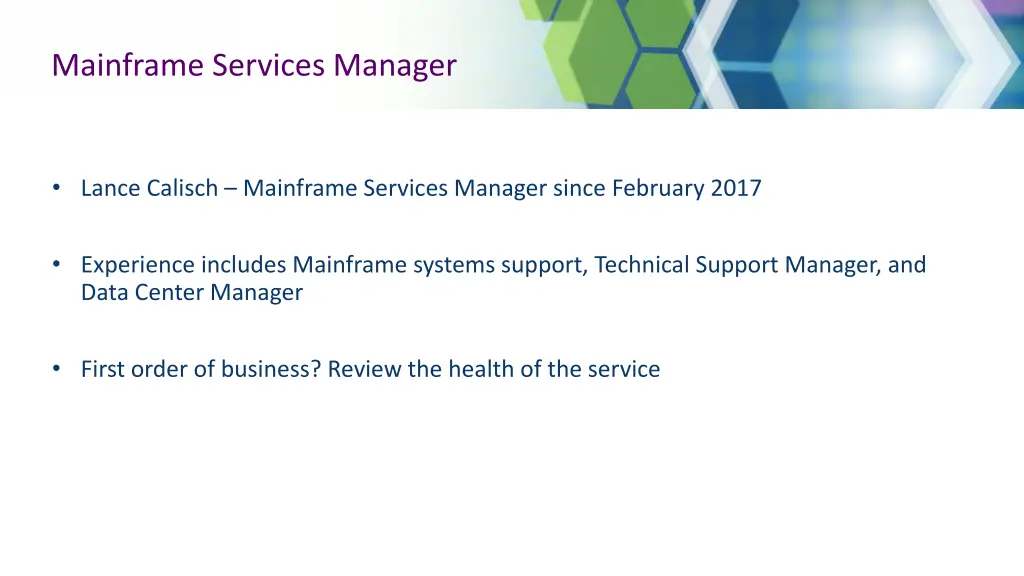 mainframe services manager