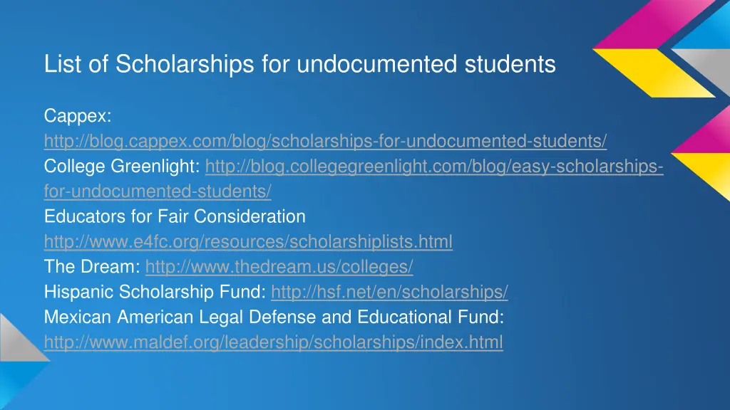 list of scholarships for undocumented students