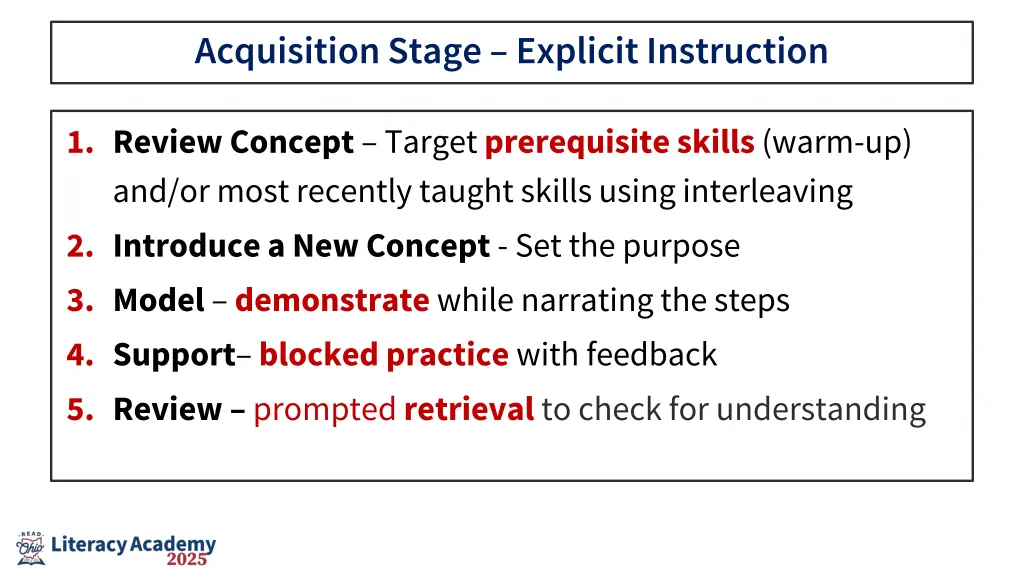 acquisition stage explicit instruction