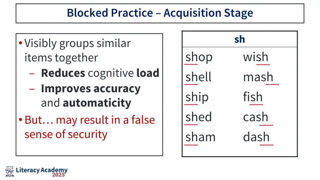 blocked practice acquisition stage