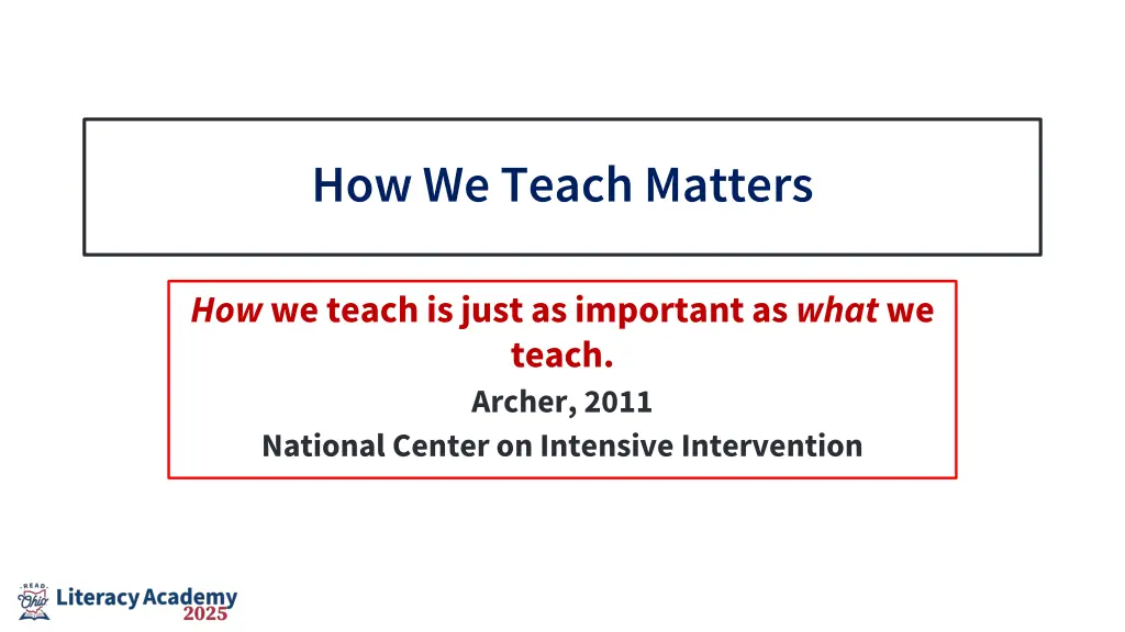 how we teach matters