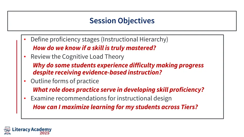 session objectives