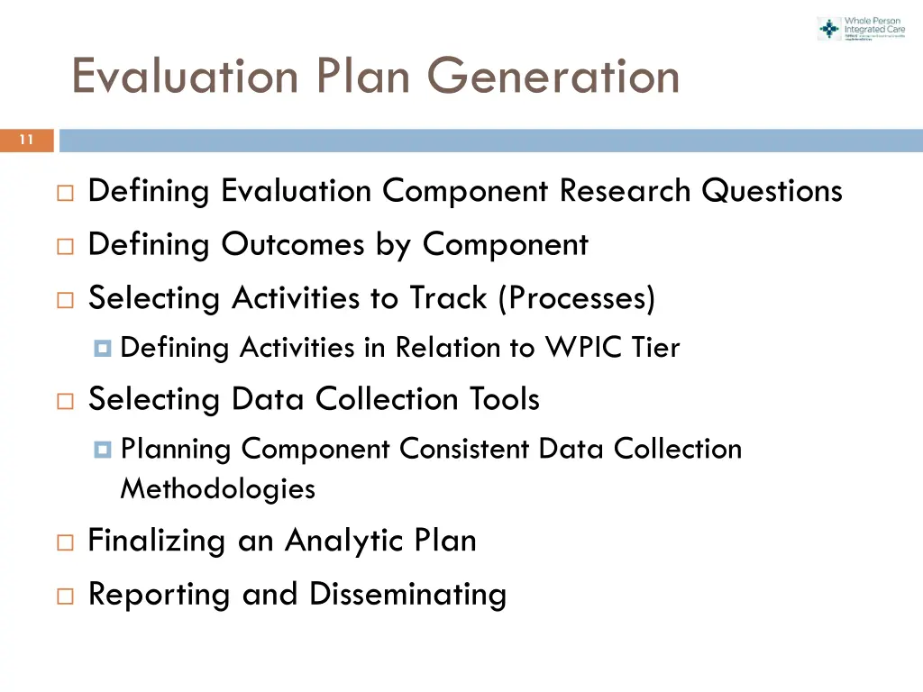 evaluation plan generation