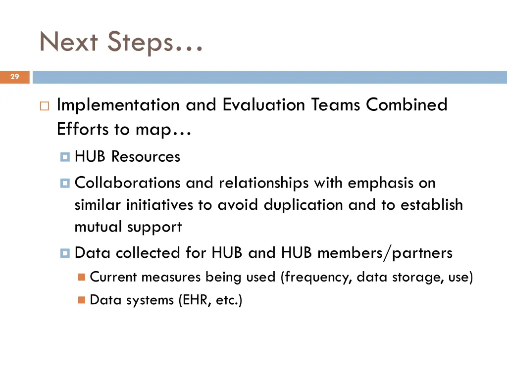 next steps