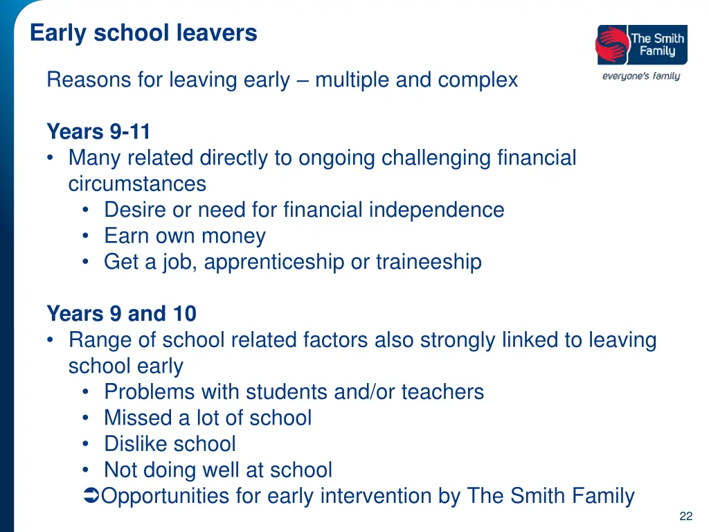 early school leavers