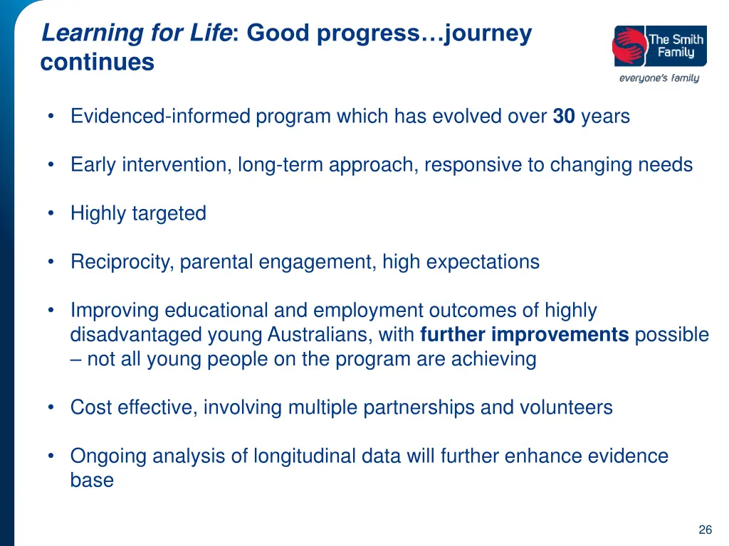 learning for life good progress journey continues