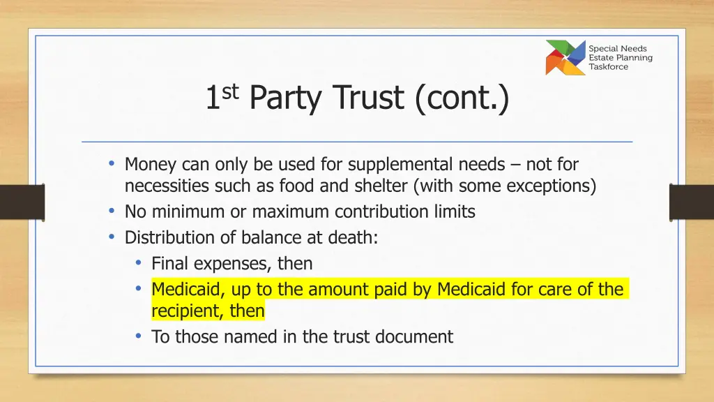 1 st party trust cont