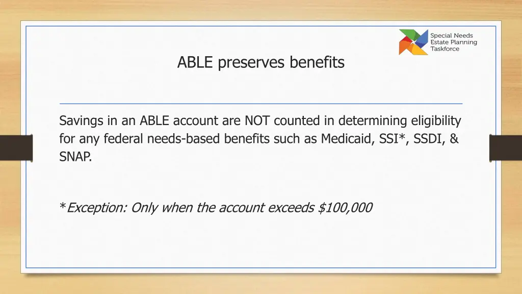 able preserves benefits