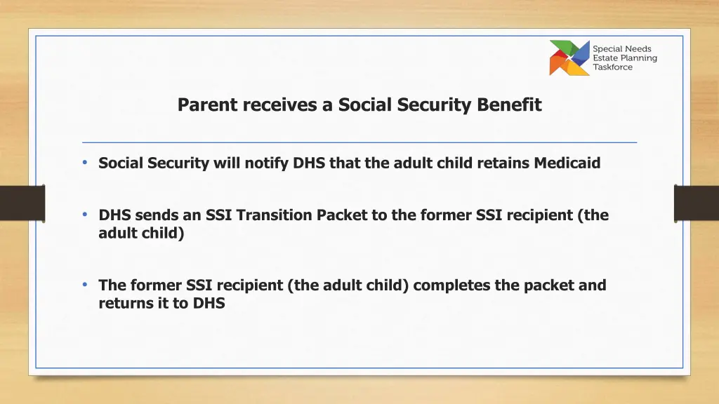 parent receives a social security benefit