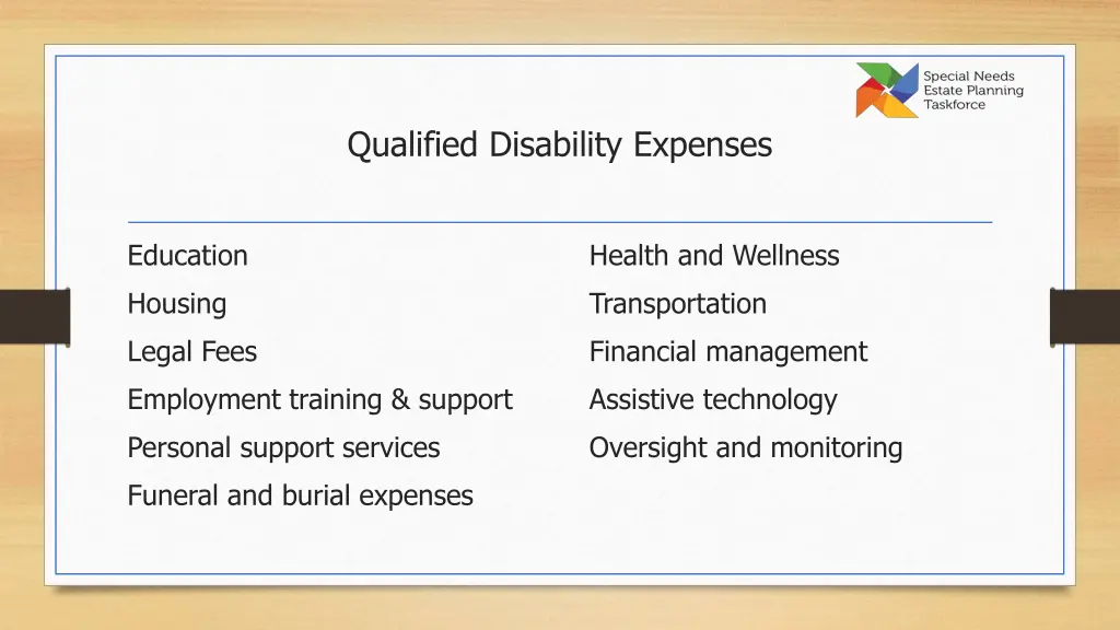 qualified disability expenses