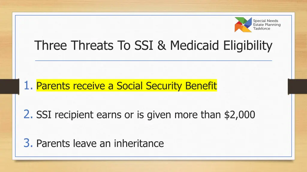 three threats to ssi medicaid eligibility 1