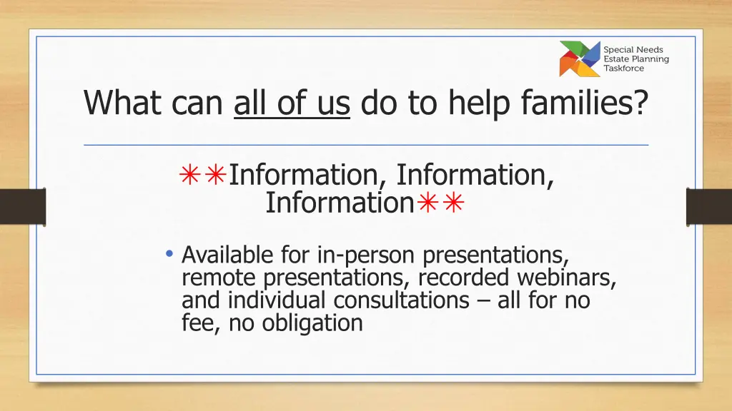 what can all of us do to help families