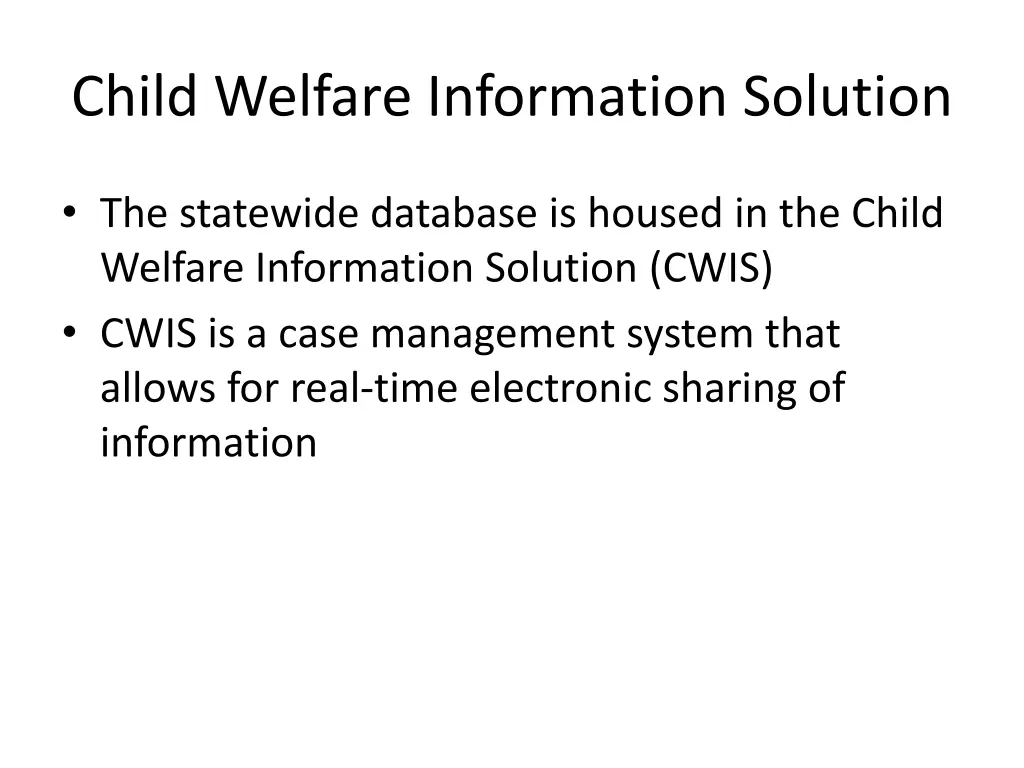 child welfare information solution