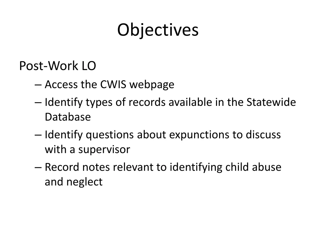 objectives